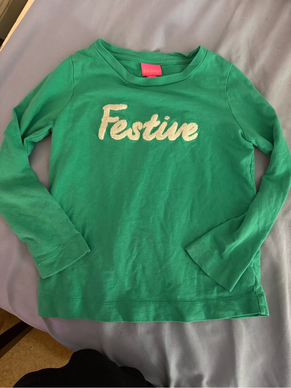 Lilly Pulitzer Green 'Festive' Long-Sleeve Kids Top